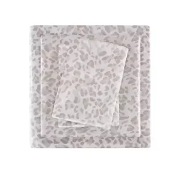 Taupe Leopard Print Satin 3-pc. Twin Sheet Set