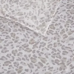 Taupe Leopard Print Satin 3-pc. Twin Sheet Set