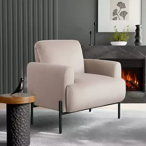 Taupe Velvet Upholstered Knox Accent Chair