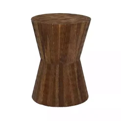 Teak Wood Hourglass Accent Table