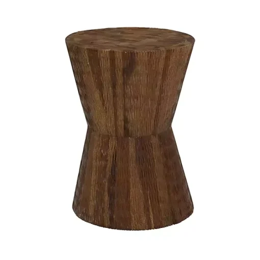 Teak Wood Hourglass Accent Table