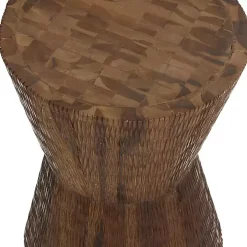 Teak Wood Hourglass Accent Table
