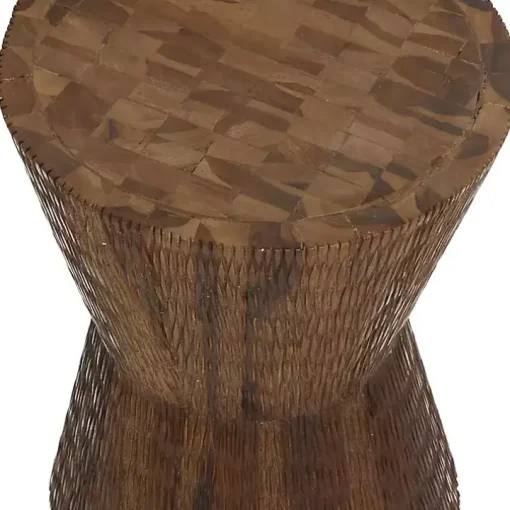 Teak Wood Hourglass Accent Table