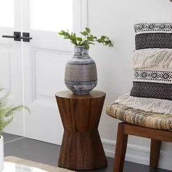Teak Wood Hourglass Accent Table