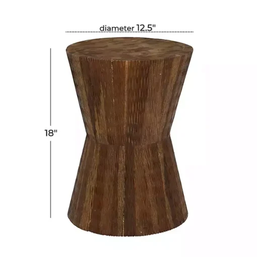 Teak Wood Hourglass Accent Table