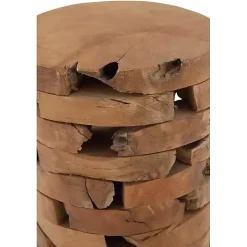 Teak Wood Stacked Round Accent Table