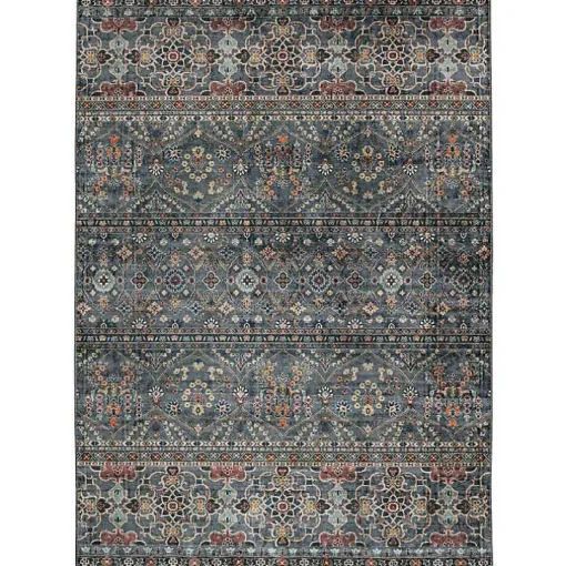 Teal and Ivory Grant Washable Area Rug, 5x7