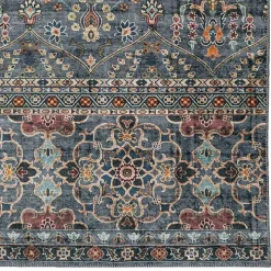 Teal and Ivory Grant Washable Area Rug, 5x7
