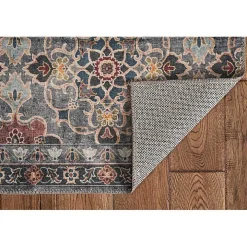 Teal and Ivory Grant Washable Area Rug, 5x7
