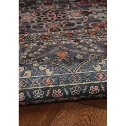 Teal and Ivory Grant Washable Area Rug, 5x7