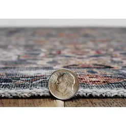 Teal and Ivory Grant Washable Area Rug, 5x7