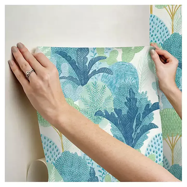 Teal Bohoemian Jungle Peel & Stick Wallpaper