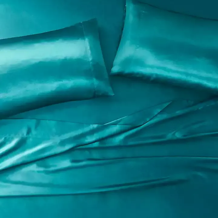Teal Satin King 2-pc. Pillow Case Set