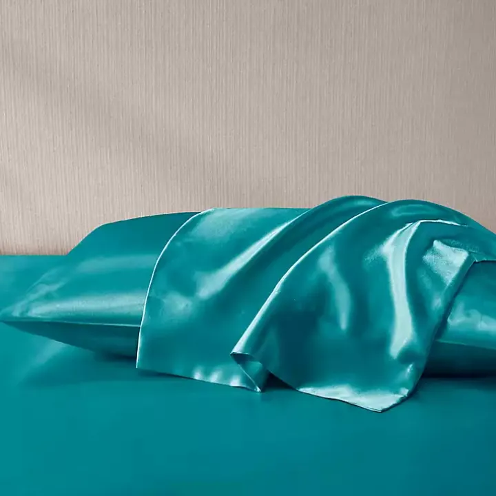 Teal Satin King 2-pc. Pillow Case Set