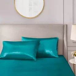 Teal Satin Standard 2-pc. Pillow Case Set
