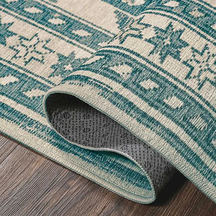 Teal Seraz Washable Area Rug, 3x5