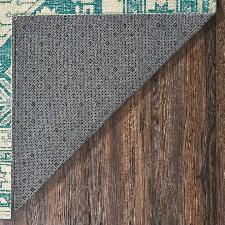 Teal Seraz Washable Area Rug, 3x5