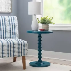 Teal Wood Spindle Side Table
