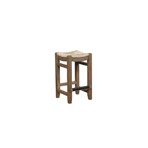 Twisted Seagrass and Wood Counter Stools, Set of 2