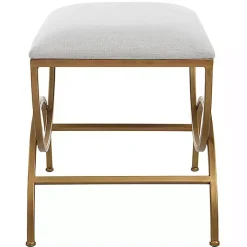 Upholstered Gold Metal Arched Frame Bench