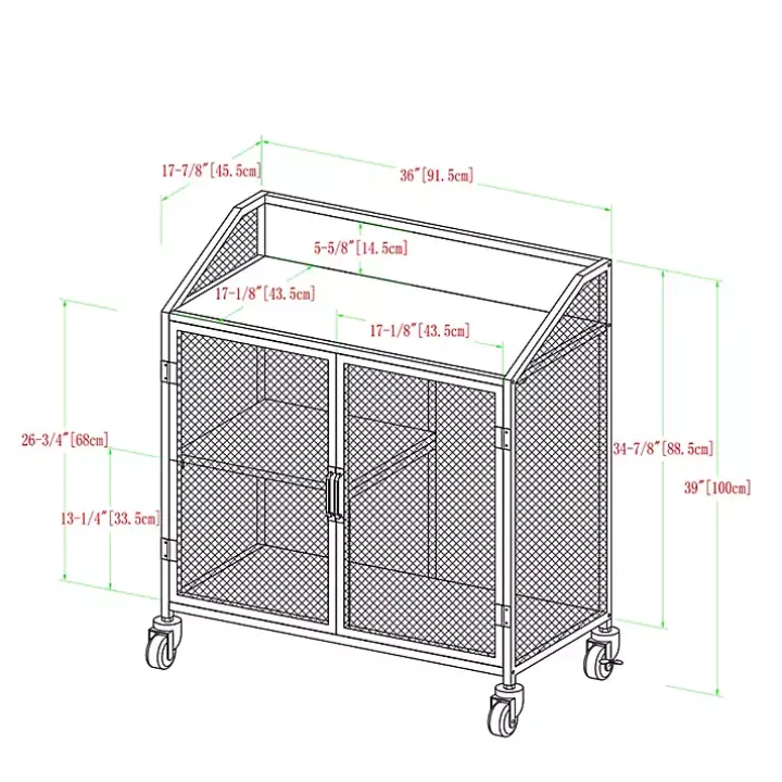 Urban Mesh Door Rolling Gray Bar Cabinet