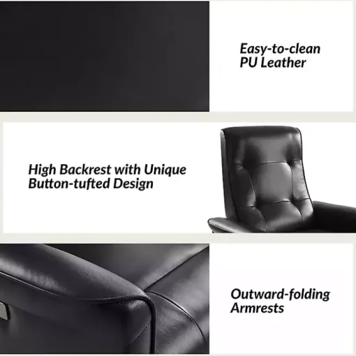 Val Black Faux Leather Swivel Power Recliner