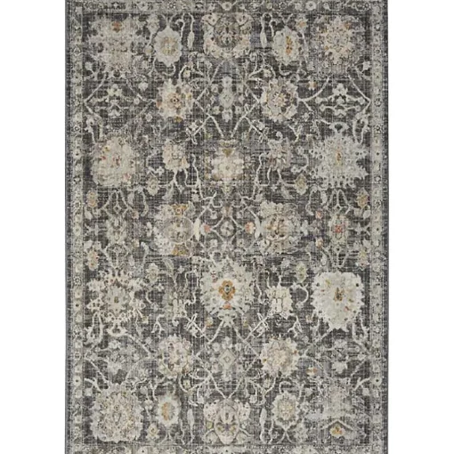 Vintage Charcoal Oushak Area Rug, 5x7