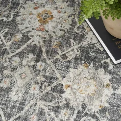 Vintage Charcoal Oushak Area Rug, 5x7
