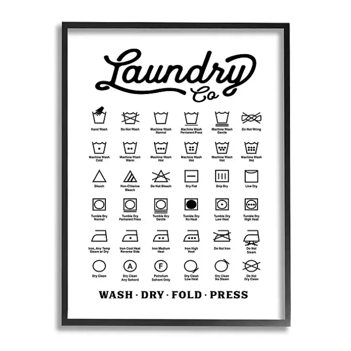 Vintage Laundry Chart Framed Wall Plaque