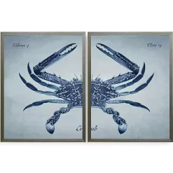 Vintage Split Crab Framed Art Prints, Set of 2