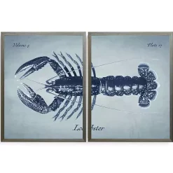 Vintage Split Lobster Framed Art Prints, Set of 2