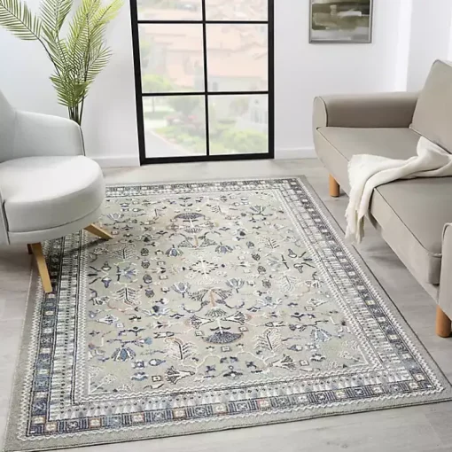 Vista Blue Beige Area Rug, 5x7