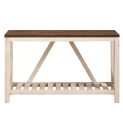 Walnut and Whitewash A-Frame Console Table