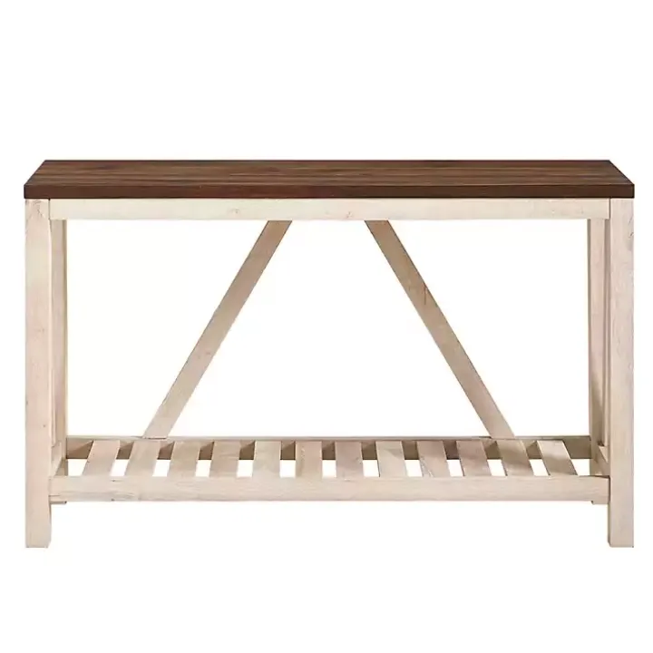 Walnut and Whitewash A-Frame Console Table