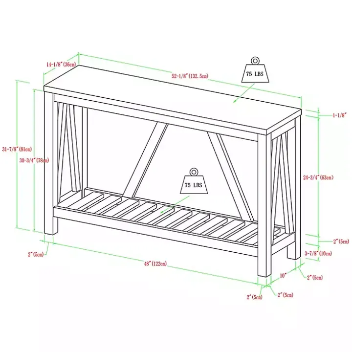 Walnut and Whitewash A-Frame Console Table