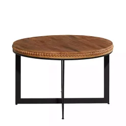 Walnut Beaded Industrial Coffee Table