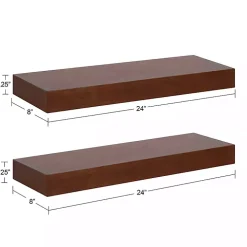 Walnut Brown Floating Shelves, Set of 2