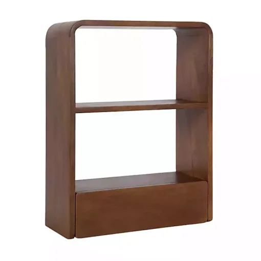 Walnut Brown Kato Single Drawer Wall Shelf