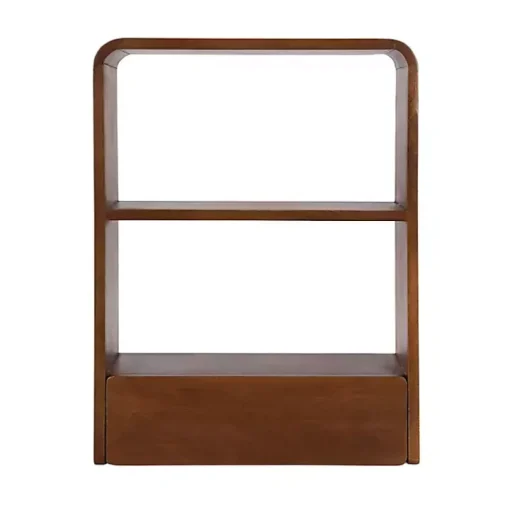 Walnut Brown Kato Single Drawer Wall Shelf