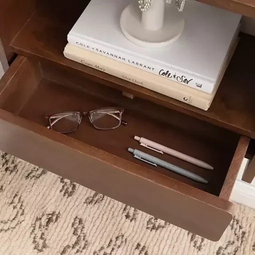 Walnut Brown Kato Single Drawer Wall Shelf