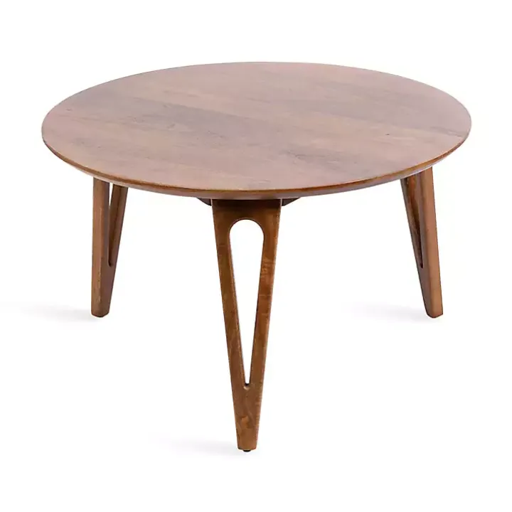 Walnut Brown Mango Wood Round Kershaw Coffee Table