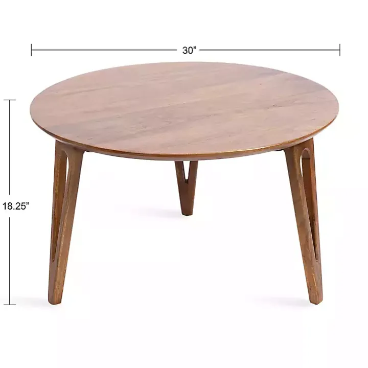 Walnut Brown Mango Wood Round Kershaw Coffee Table