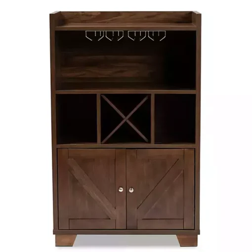 Walnut Brown Open Shelf Wine Cabinet
