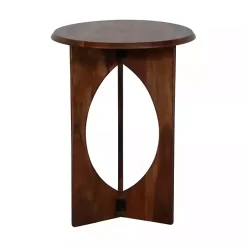 Walnut Cut-Out Round Accent Table