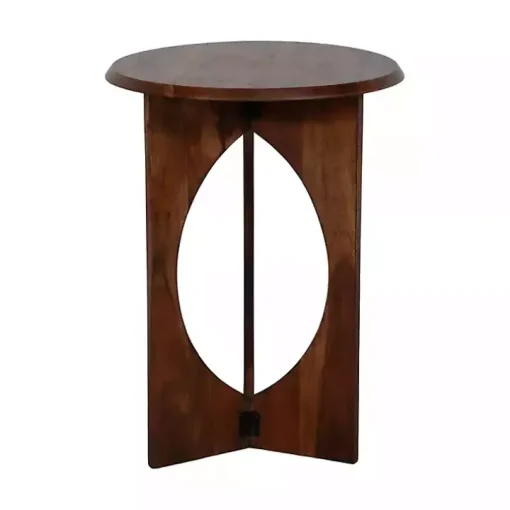 Walnut Cut-Out Round Accent Table