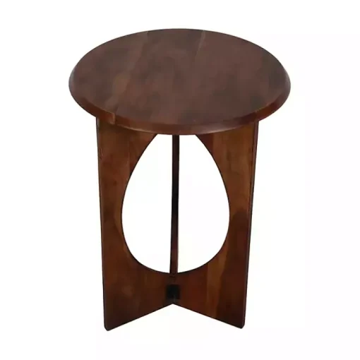 Walnut Cut-Out Round Accent Table
