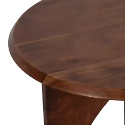 Walnut Cut-Out Round Accent Table