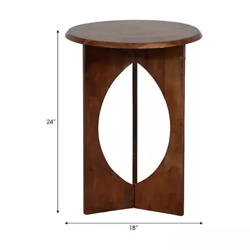 Walnut Cut-Out Round Accent Table