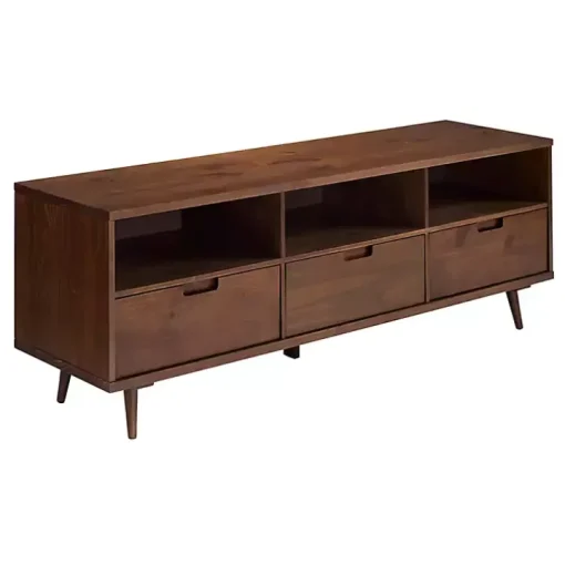 Walnut 3-Drawer Wood TV Stand