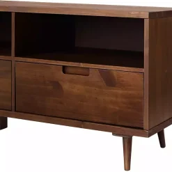 Walnut 3-Drawer Wood TV Stand
